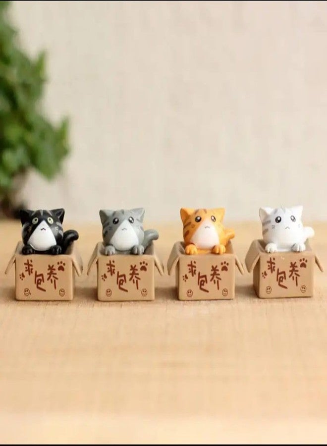 VRB Dec 4 Pcs Miniature Toys,Showpiece for Home Decor,Decorative Items,Car Dashboard,Valentine,Gifts Figurines,Cake Decoration Items,Figurines for Home Decor. (4 Pcs Cute Cat Miniature) - Image 3